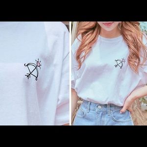 Cupid’s Bow and Arrow Embroidered Boxy White Tee